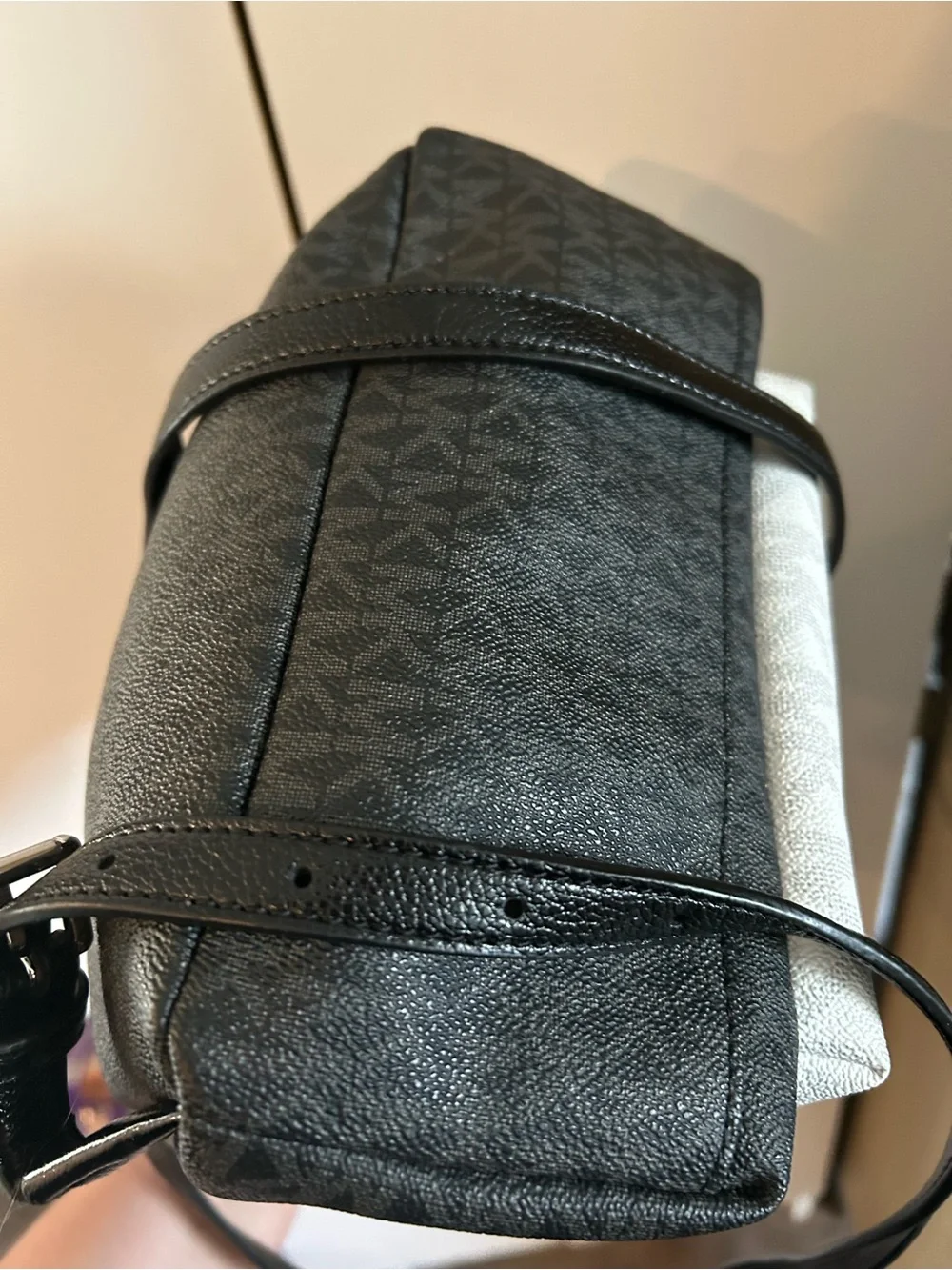 Michael Kors Black Backpack with White Front Pocket